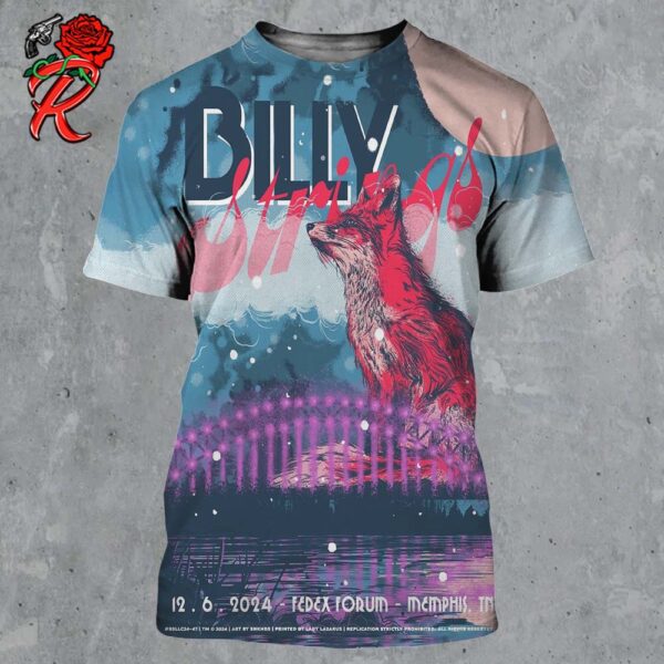 Billy Strings Memphis Tennessee Night 1 Poster At Fedexforum On December 6 2024 Fox Artwork All Over Print Shirt