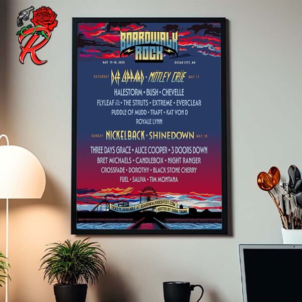 Boardwalk Rock Lineup And Dates Poster For Ocean City Maryland On May 17 And 18 2025 Home Decor Poster Canvas