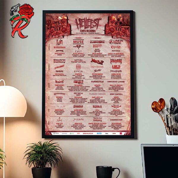 Hellfest Open Ar Festival 2025 Out Of Bounds Lineup Poster For Clisson Rock City France From 19 To 22 June 2025 Home Decor Poster Canvas