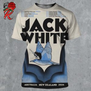 Jack White Poster For Shows In Australia And New Zealand 2024 Tour Schedule Date List All Over Print Shirt