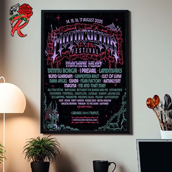 Motocultor Festival XVIeme Edition On 14 15 16 And 17 August 2025 Lineup Home Decor Poster Canvas