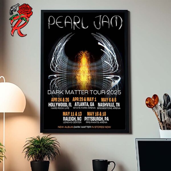 Pearl Jam Dark Matter Tour 2025 Schedule Date List Home Decor Poster Canvas