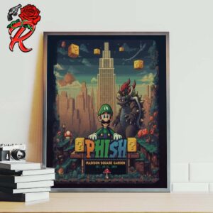 Phish Poster For Show In New York At Madison Square Garden On 28-31 2024 Luigi And Bowser Mario Game Style Artwork Home Decor Poster Canvas