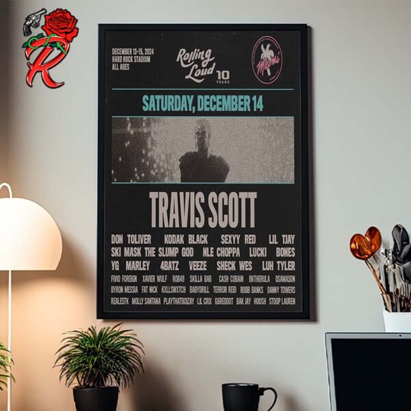 Rolling Loud 10 Years Miami Travis Scott Performance On December 14 2024 Wall Decor Poster Canvas