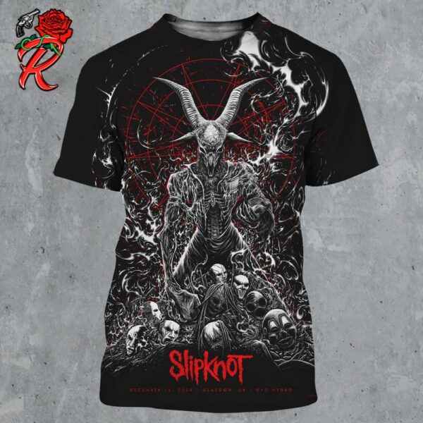 Slipknot Poster For Glasgow UK 2024 Tour At OVO Hydro On December 15 2024 All Over Print Shirt