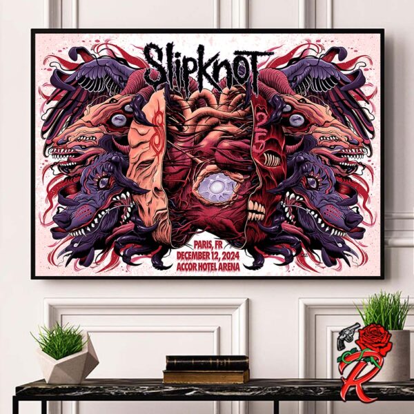 Slipknot Poster For Paris France Tour 2024 At Accor Hotel Arena On December 12 2024 25th Anniversary Here Come The Pain Home Decor Poster Canvas