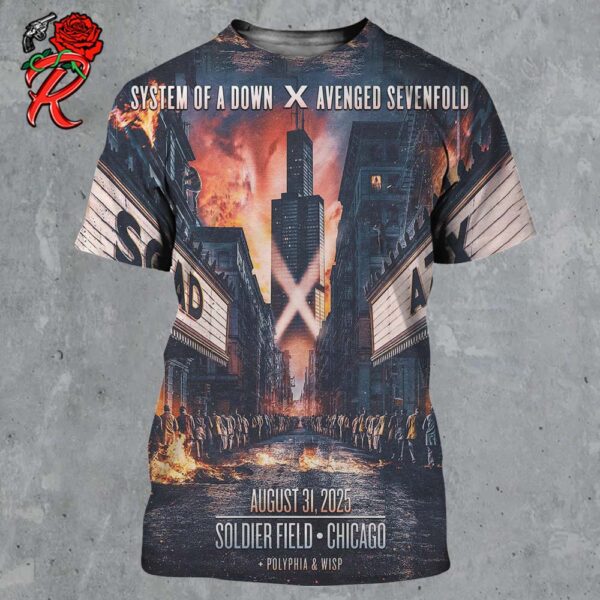 System Of A Down And Avenged Sevenfold Poster For Show In Chicago At Soldier Field On August 31 2025 All Over Print Shirt