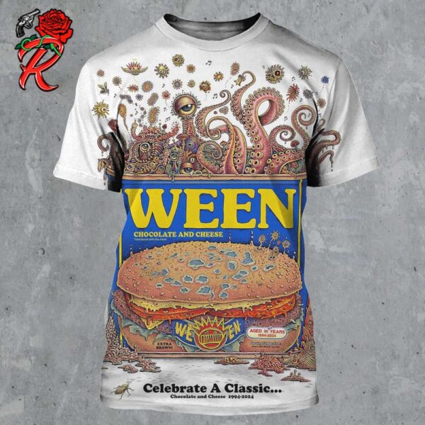 Ween Official 30th Anniversary For Album Chocolate And Cheese All Over Print Shirt