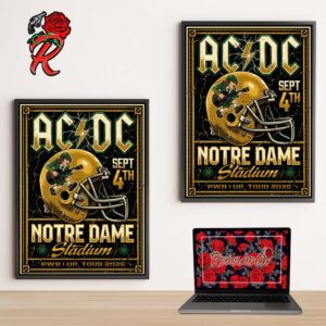 ACDC PWRD Up Notre Dame 2026 Venue Poster At Notre Dame Stadium South Bend September 4 2026 Home Decor Poster Canvas