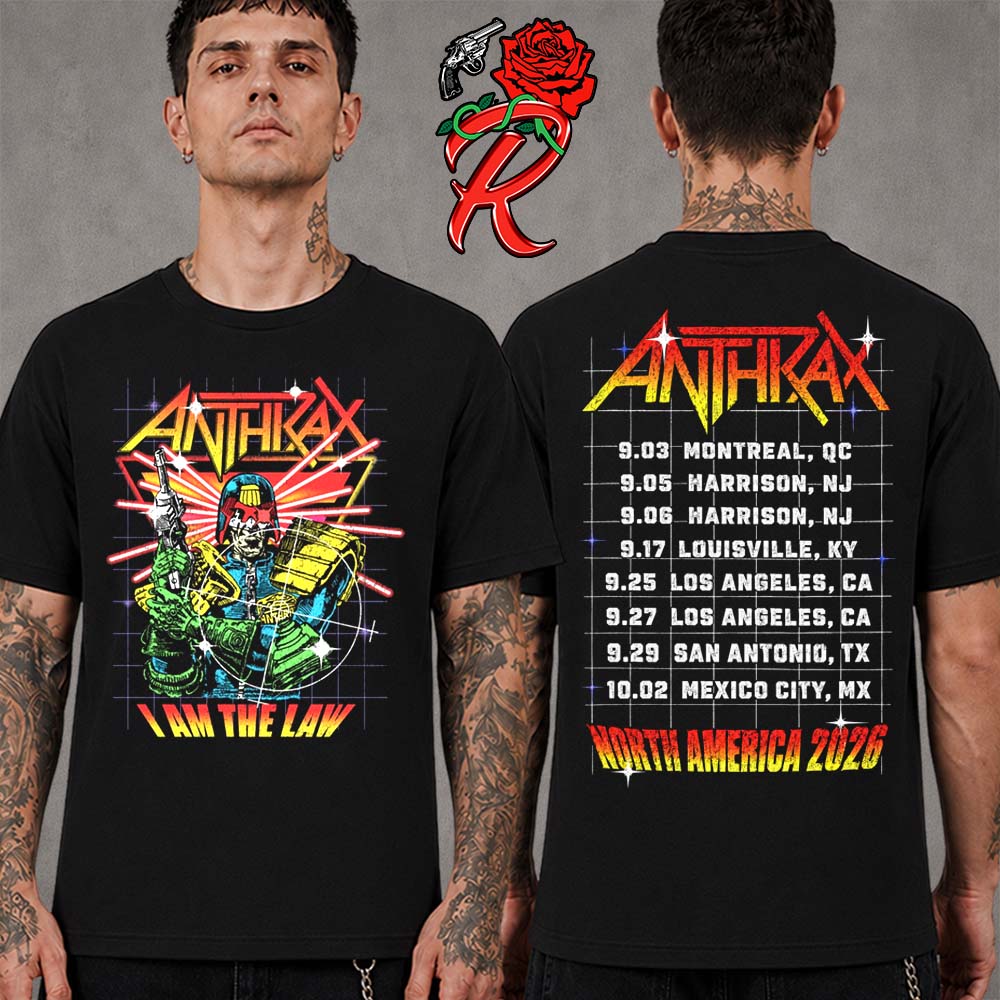 Anthrax North America 2026 Tour Merch Tee I Am The Law Cyber Judge Two Sided Unisex T Shirt Anthrax North America 2026 Tour Merch Tee I Am The Law Cyber Judge Two Sided Unisex T Shirt