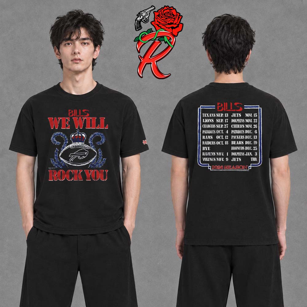Buffalo Bills Homage 2026 NFL Schedule Queen Two Sided T-Shirt Buffalo Bills Homage 2026 NFL Schedule Queen Two Sided T-Shirt