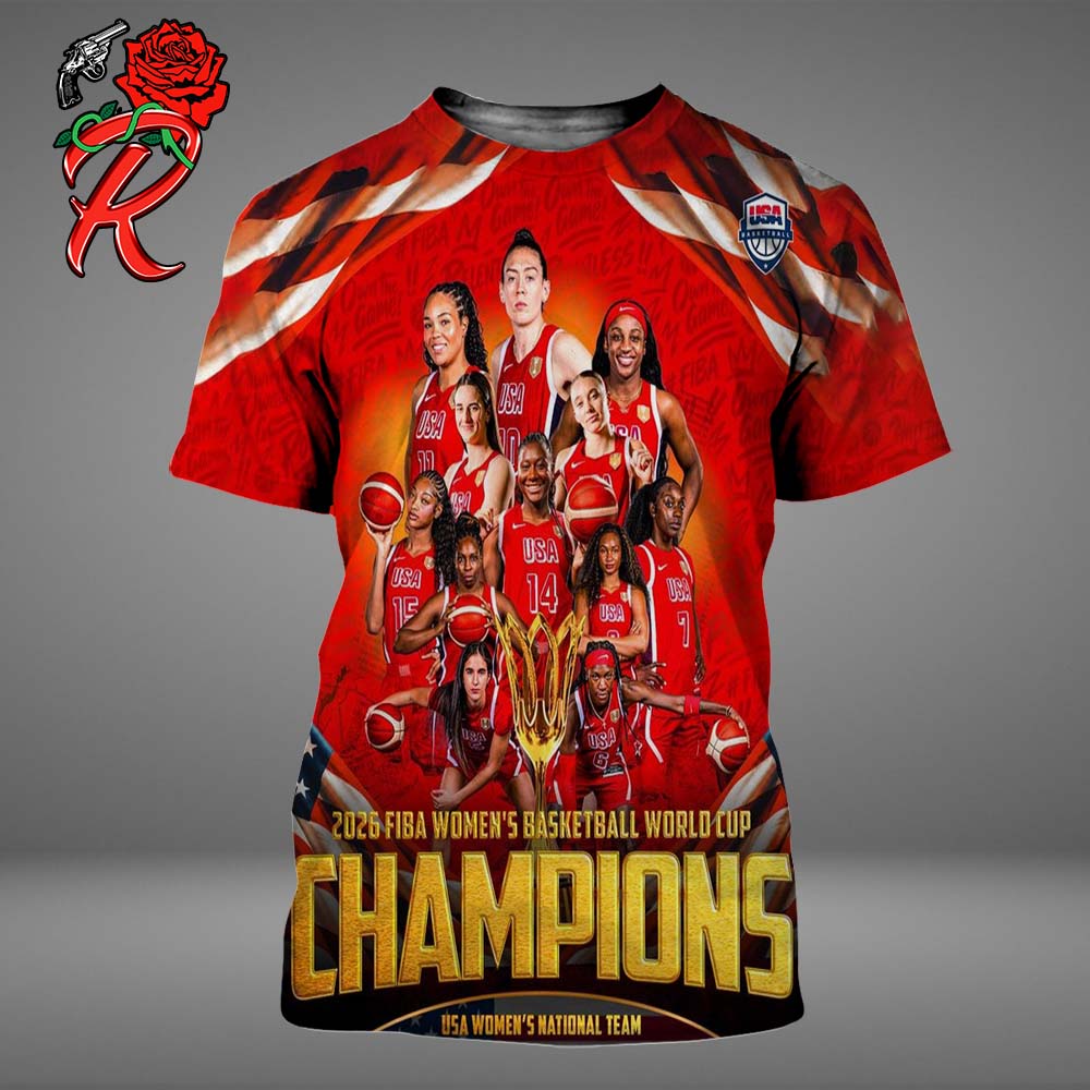 FIBA Women’s Basketball World Cup Germany 2026 CHAMPIONS USA Women Basketball Team 3D Shirt FIBA Women’s Basketball World Cup Germany 2026 CHAMPIONS USA Women Basketball Team 3D Shirt