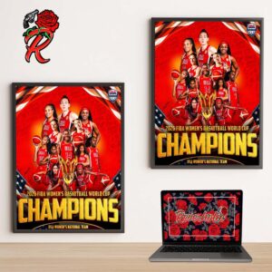 FIBA Women’s Basketball World Cup Germany 2026 CHAMPIONS USA Women Basketball Team Poster Cavnas