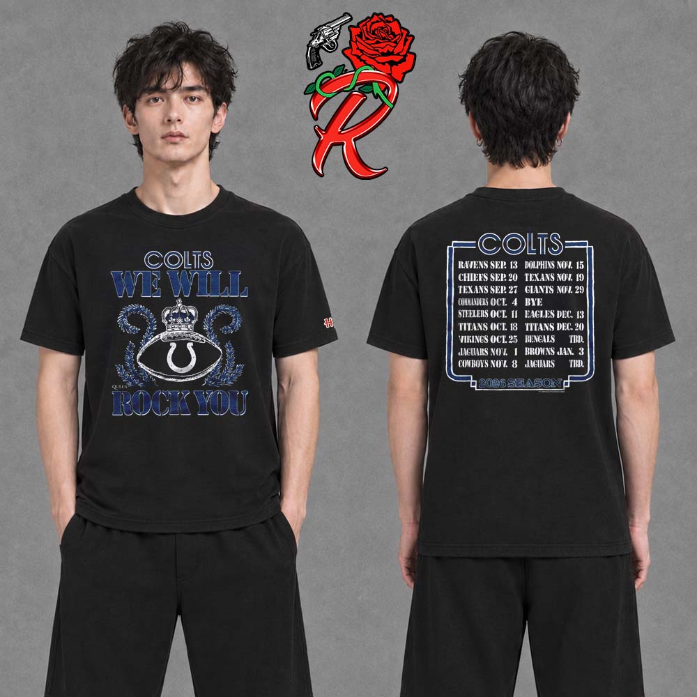 Indianapolis Colts Homage 2026 NFL Schedule Queen Two Sided T-Shirt Indianapolis Colts Homage 2026 NFL Schedule Queen Two Sided T-Shirt