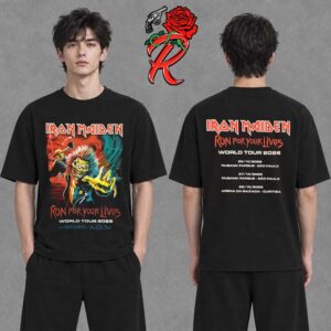 Iron Maiden Run For You Lives World Tour 2026 Back Sided October 25 27 And 28 2026 Two Sided T Shirt