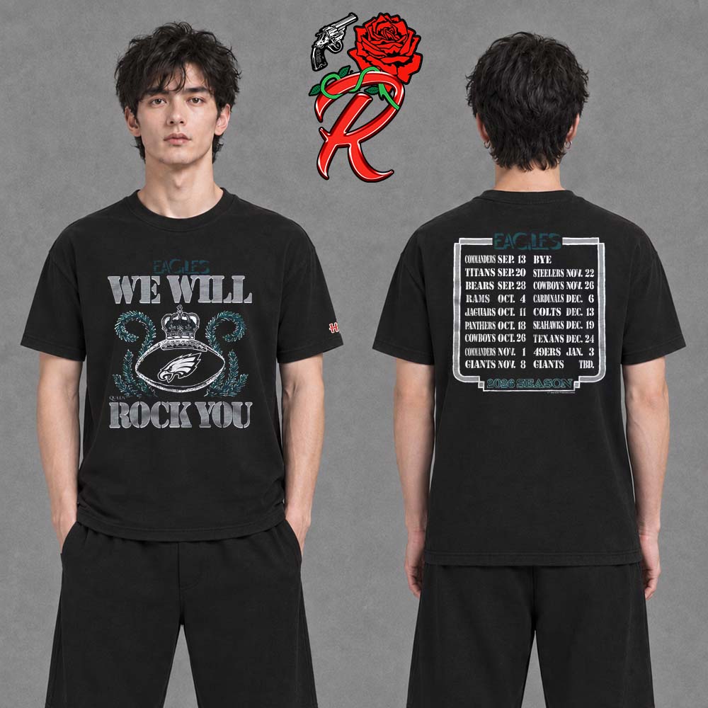 Philadelphia Eagles Homage 2026 NFL Schedule Queen Two Sided T-Shirt Philadelphia Eagles Homage 2026 NFL Schedule Queen Two Sided T-Shirt
