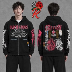 Suicideboys New Orleans Louisiana Greyday 2026 Tour Merch Grim Reaper Black Zip Up Hoodie Shirt